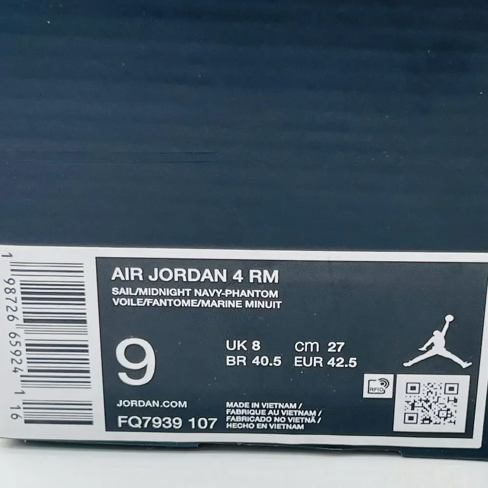 Nike Air Jordan 4 RM Sail Midnight Navy Sneaker FQ7939 107 Mens Size 9 Shoe New